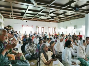 3. Members of the multicultural satsang group coming together in meditation, attention and reverence to the silence.